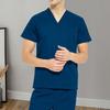 2 Adet/Takım Unisex Hastane Üniforması Seti V Yaka Kısa Kollu Cepli Üstler Elastik Bel Jogger Pantolon Seti Hızlı Kuruyan Güzellik Salonu Diş Hekimi Hemşire İş Elbisesi