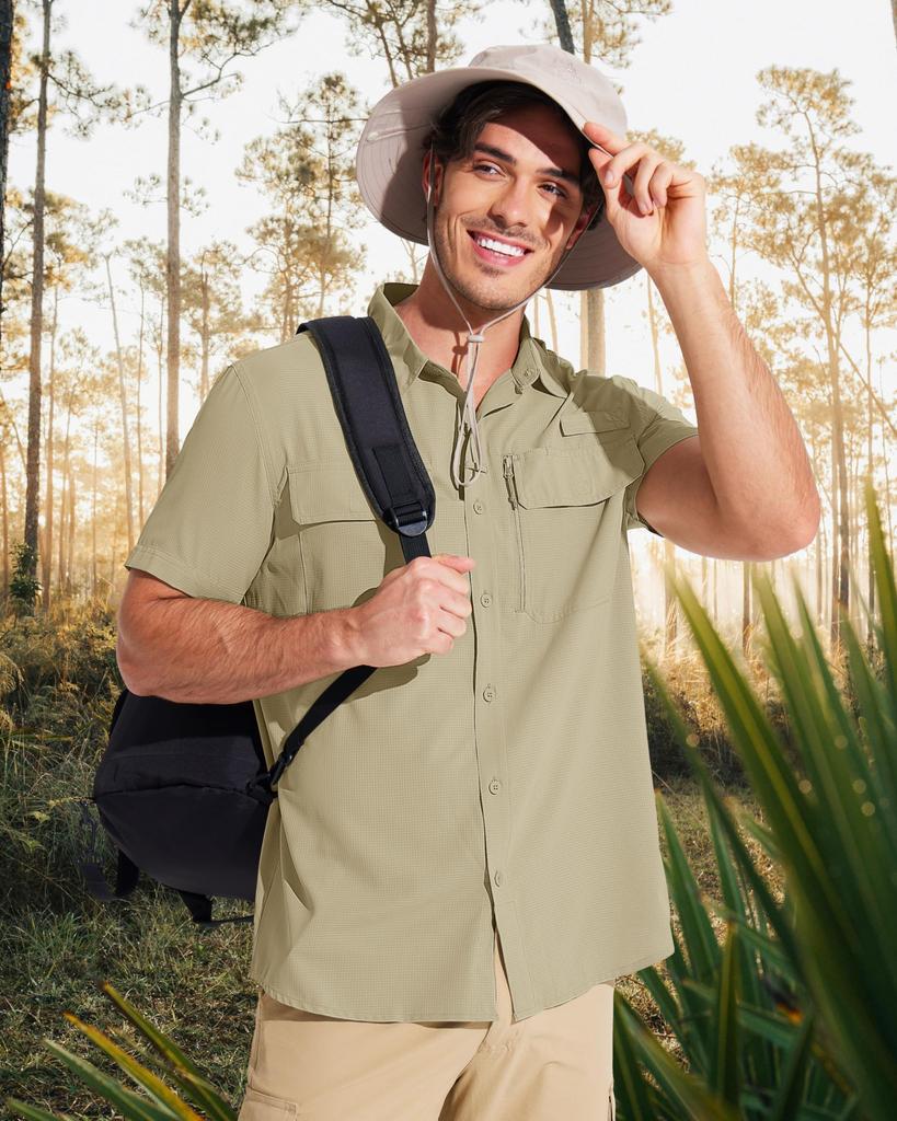 MAGCOMSEN Short Sleeve Military Stretch Work Top for Summer Light Size 2XL Men's Shirt, Cooling, Outdoor, Lightweight, Moisture-Wicking, Quick-Drying,