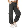 Dámské sportovní kalhoty s vysokým pasem a více kapsami, pracovní oděv, s nastavitelnými nohavicemi, volné a pohodlné pracovní kalhoty