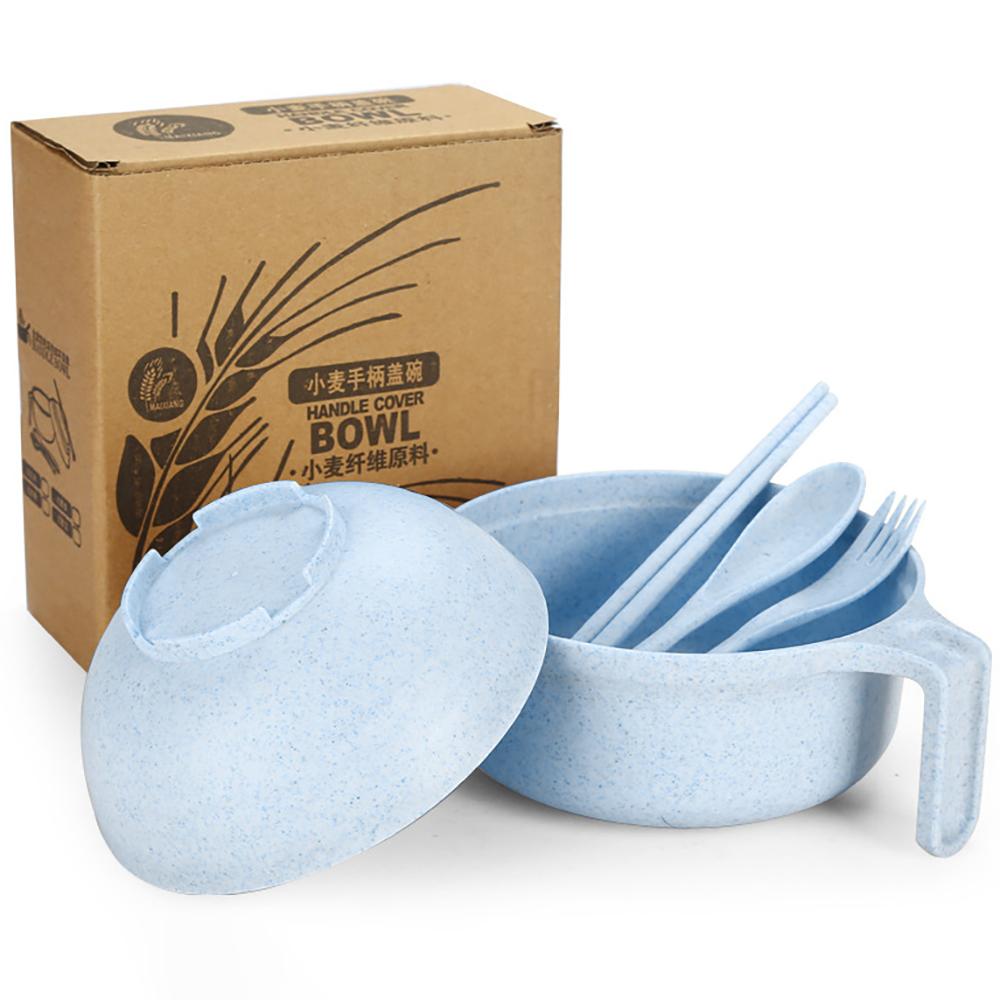 High Grade Wheat Straw Dinnerware Set Children's Unbreakable Dishes Tableware Fork Spoon Chopsticks Bowls Cup Dish Camping Set
