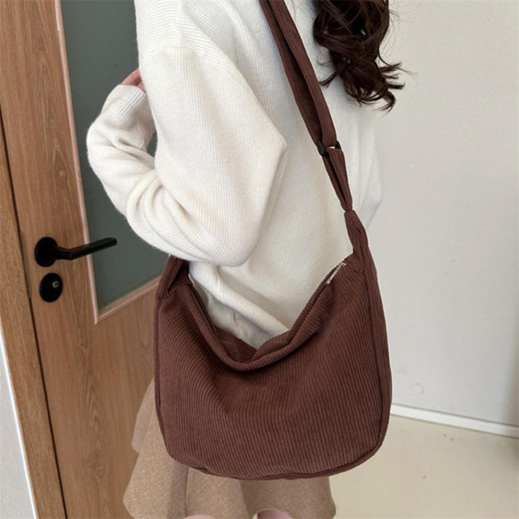 Corduroy Shoulder Bags Minimalist Crossbody Bag Women's Handbags Fashion Fabric Underarm Bag Solid Color Zipper Female Handbag