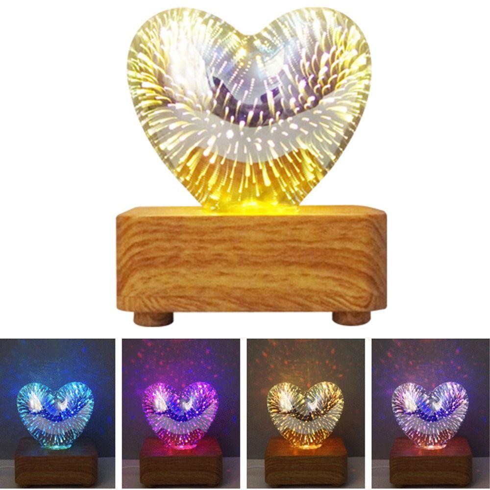 Colorful 3D Fireworks Night Light Romantic Atmosphere Heart Shaped Atmosphere Lights  Living Room
