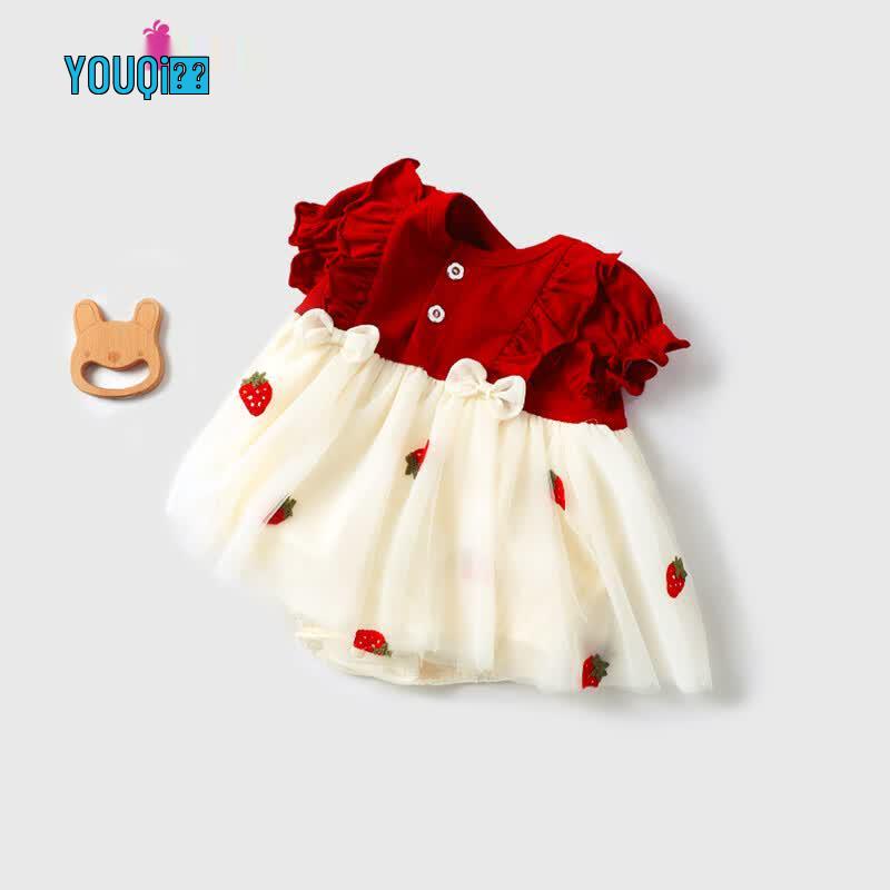 Baby Girl Red Princess Summer Romper
