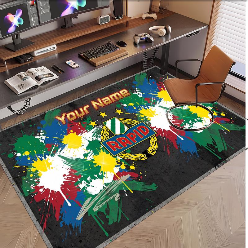 Personalized Crystal Velvet Carpet Rapid Wien FC Pattern Non Slip Floor Rug