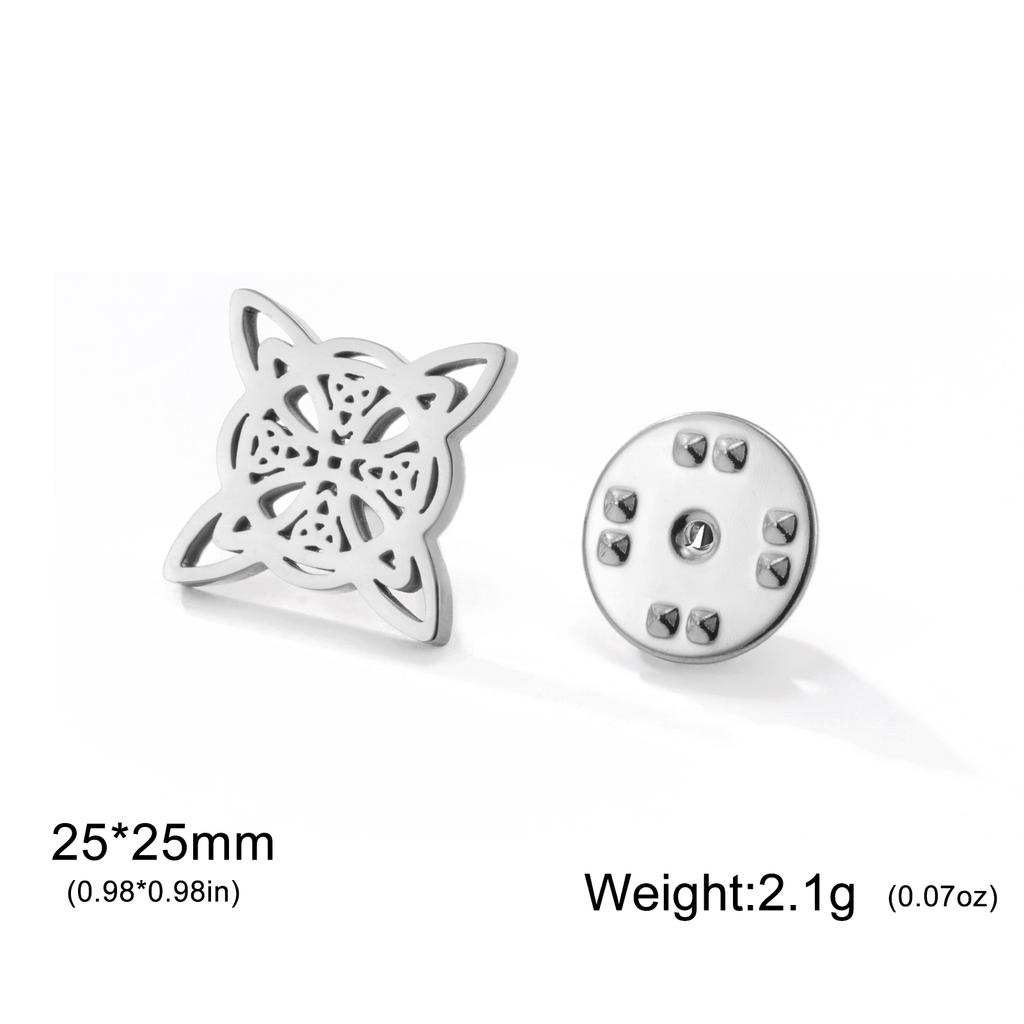 Hollow Witch Knot Brooches Stainless Steel Suit Badge Pins for Women Men Protection Amulet Accessories Witchcraft Jewelry Gifts