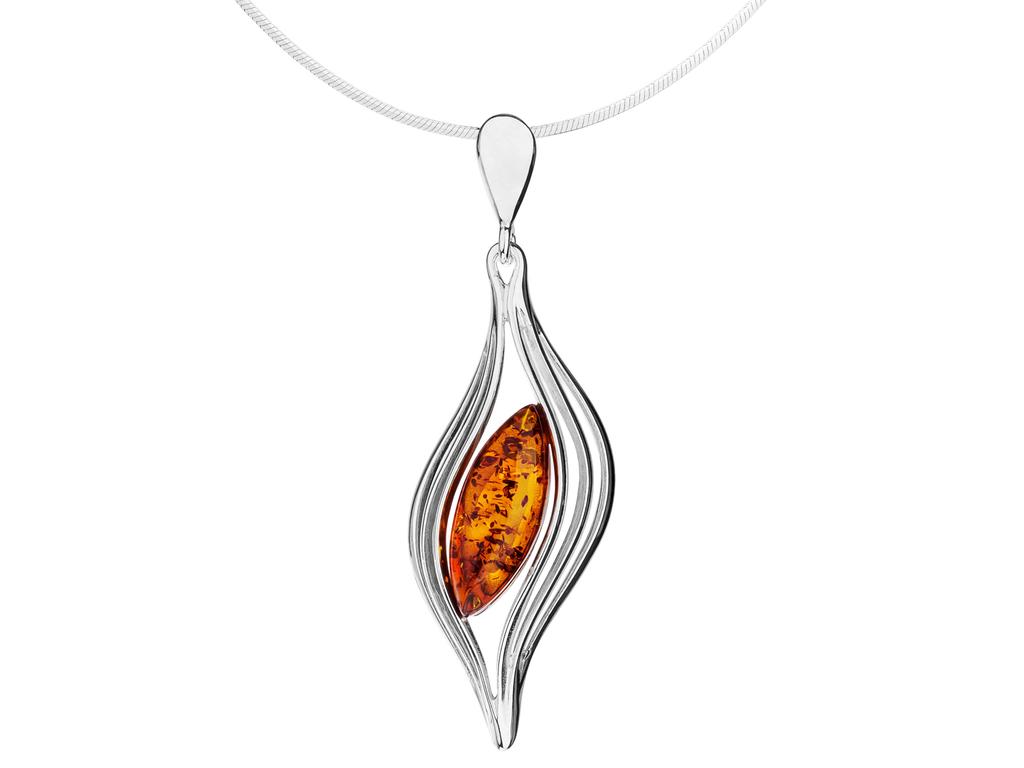 Large Silver Women's Filigree Necklace with Amber Short Choker 32 Cm