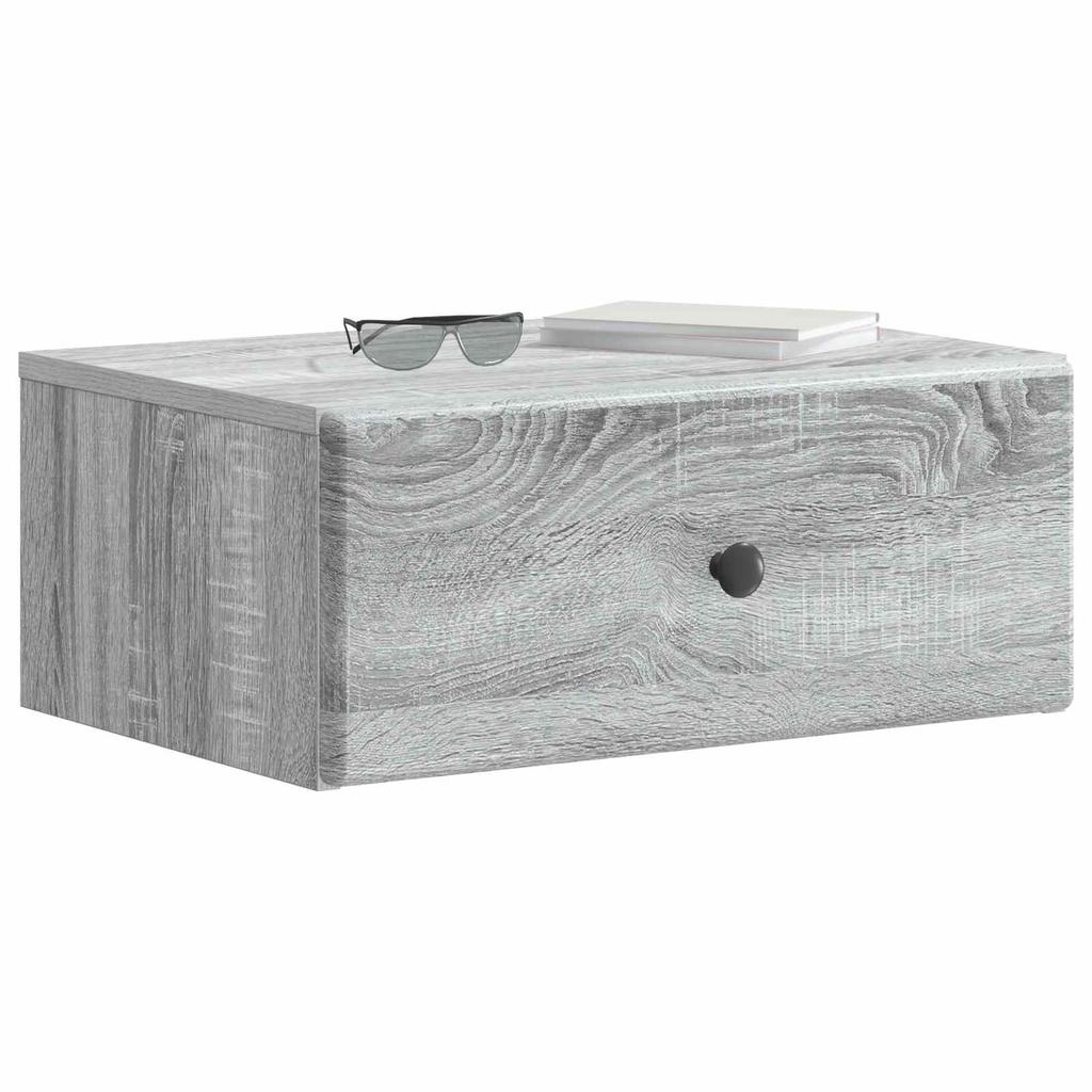Wall Mounted Nightstand Grey Sonoma 49 x 34.5 x 20 cm