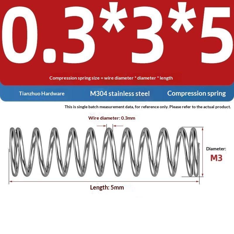 Spring Steel Pressure Spring Return Spring Wire Diameter 0.3Mm0.4Mm Outer Diameter 3/4/5/6Mm Long Spring 5Mm-20Mm 10pcs