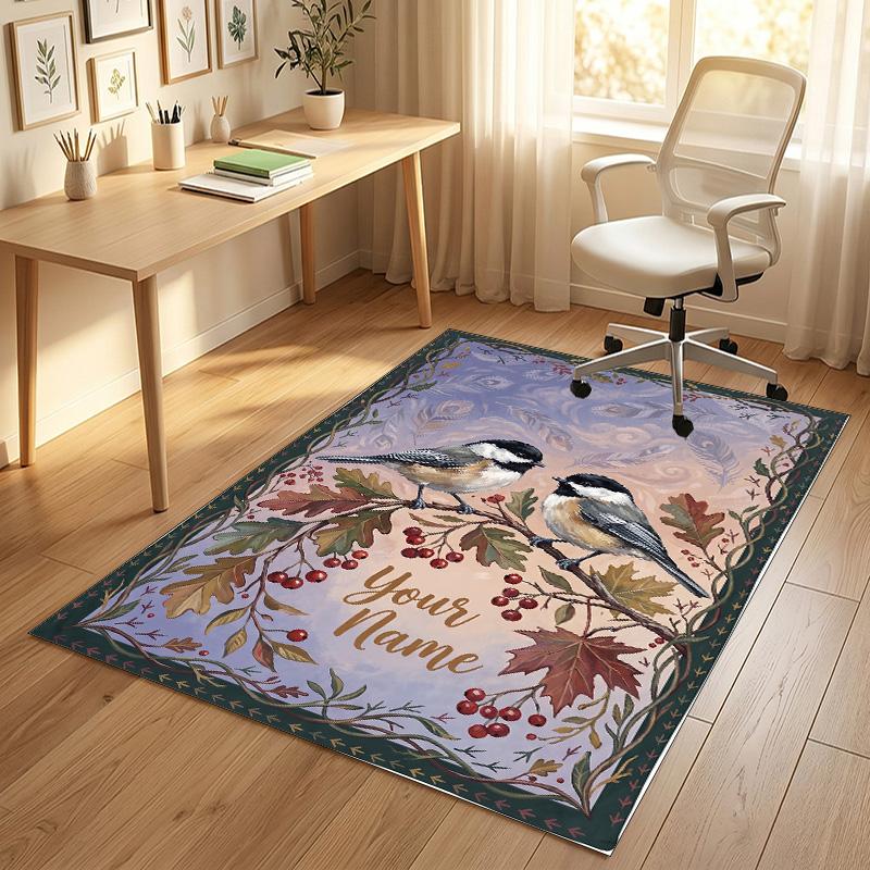 Cherry Blossom Theme Soft Crystal Velvet Rug Custom Name & Text Print Non Slip Floor Rug for Bedroom Living Room