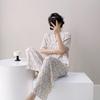 Cotton and silk pajamas women's summer thin short-sleeved plus size Internet celebrity suit can be worn outside spring and autumn new Chinese