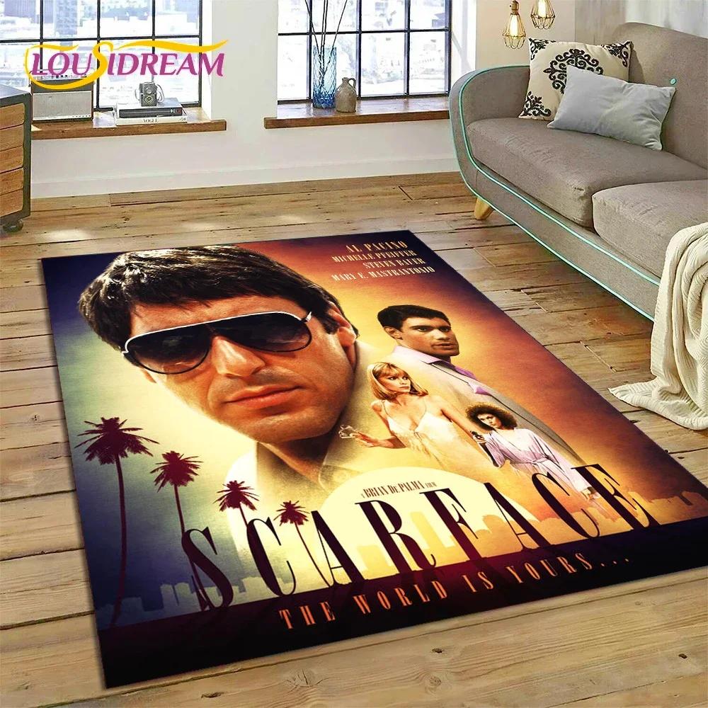 Scarface Tony 3D Printing Movie Carpet Rug for Bedroom Living Room Home Sofa Decoration,Children Game Large Decor Floor Mat Gift