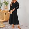 Women Solid-color Long-sleeved Comfortable Loose Dress, Elegant Dress