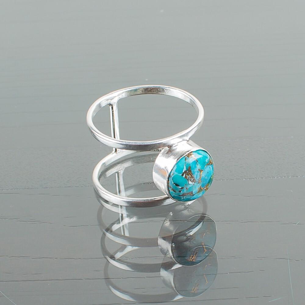 Blue Copper Turquoise Gemstone 925 Sterling Silver Artisan Jewelry Ring For Her RR-13-37