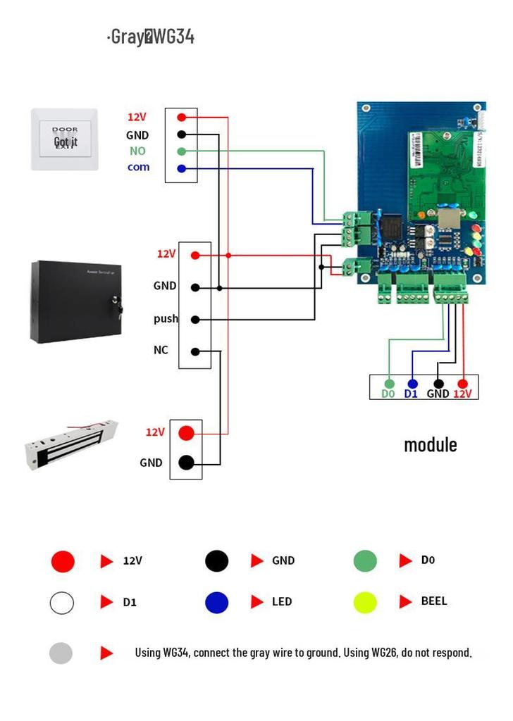 RFID-Zugangskontrollmodul: IDIC Kartenleser, 125K/13,56MHz, Wiegand WG26/WG34