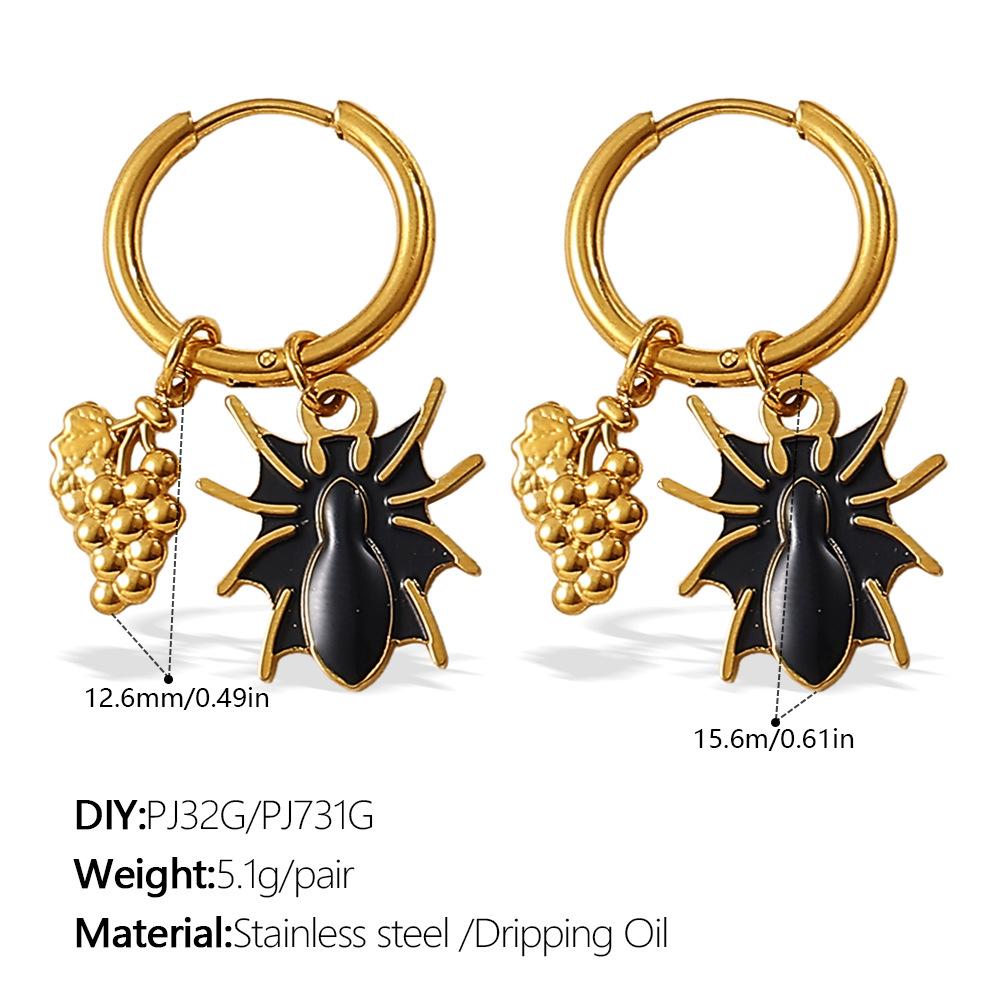 Christmas DIY pumpkin pendant earrings stainless steel gold-plated oil-dripping temperament versatile jewelry women