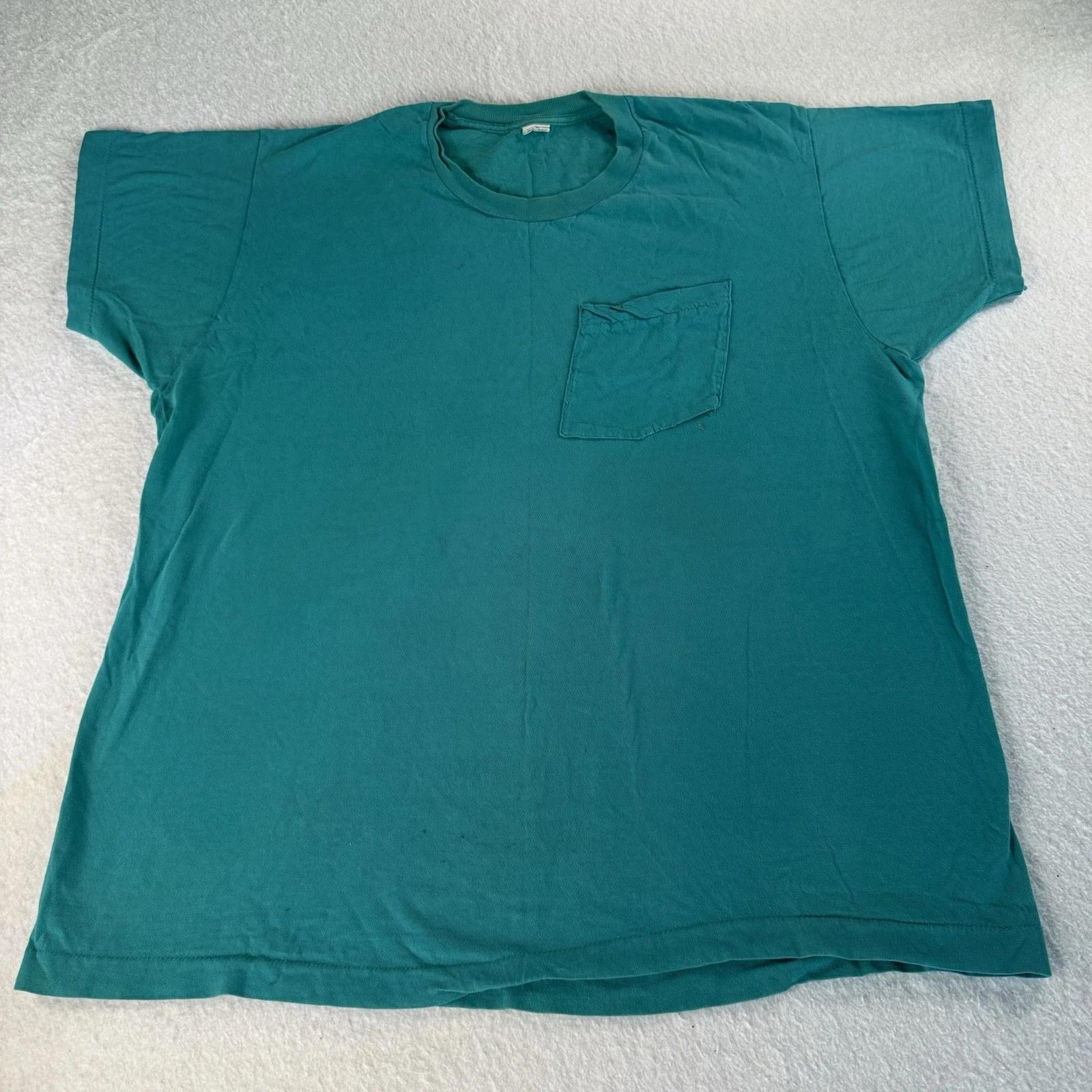 

Vintage 90s BVD Selvedge Pocket T-Shirt Mens 2XL Blue Fade Distress Workwear 4XL