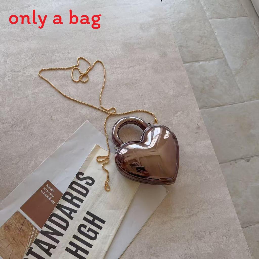 Acrylic Heart Shape Womens Chain Shoulder Bag With Magnetic Closure For Daily Use