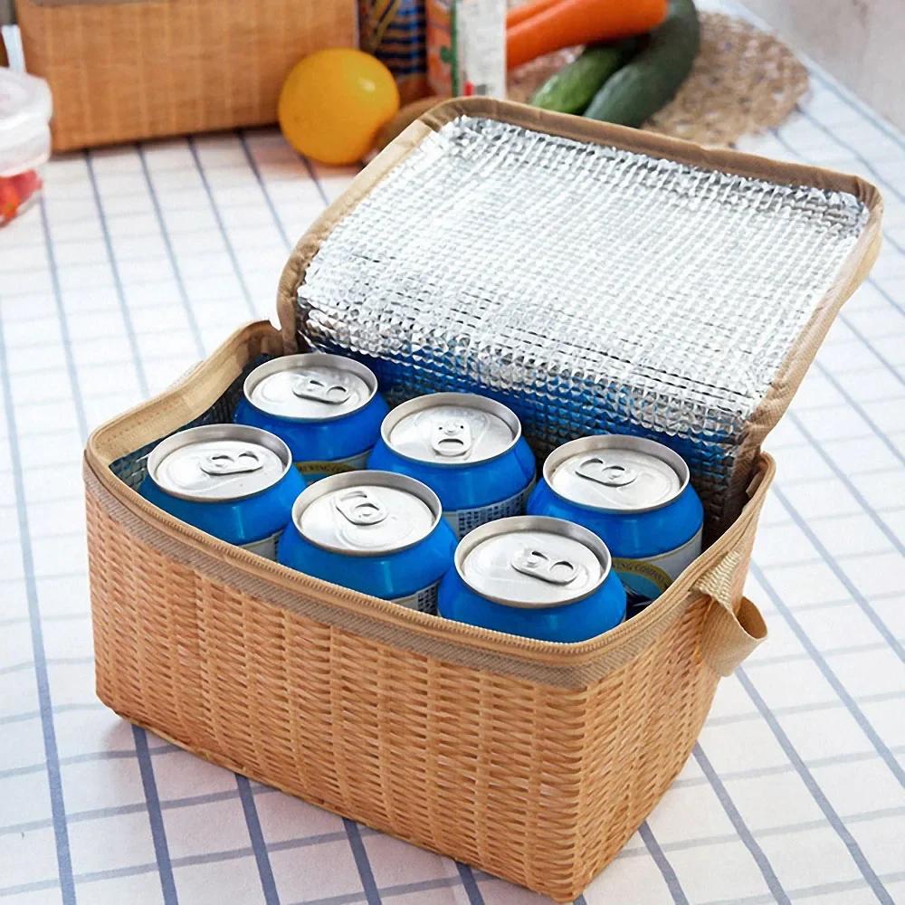 Tragbare Outdoor-Picknicktasche Wasserdichtes Geschirr Isoliert Thermokühlbox Lebensmittelbehälter Korb für Camping Picknick Picknickkorb