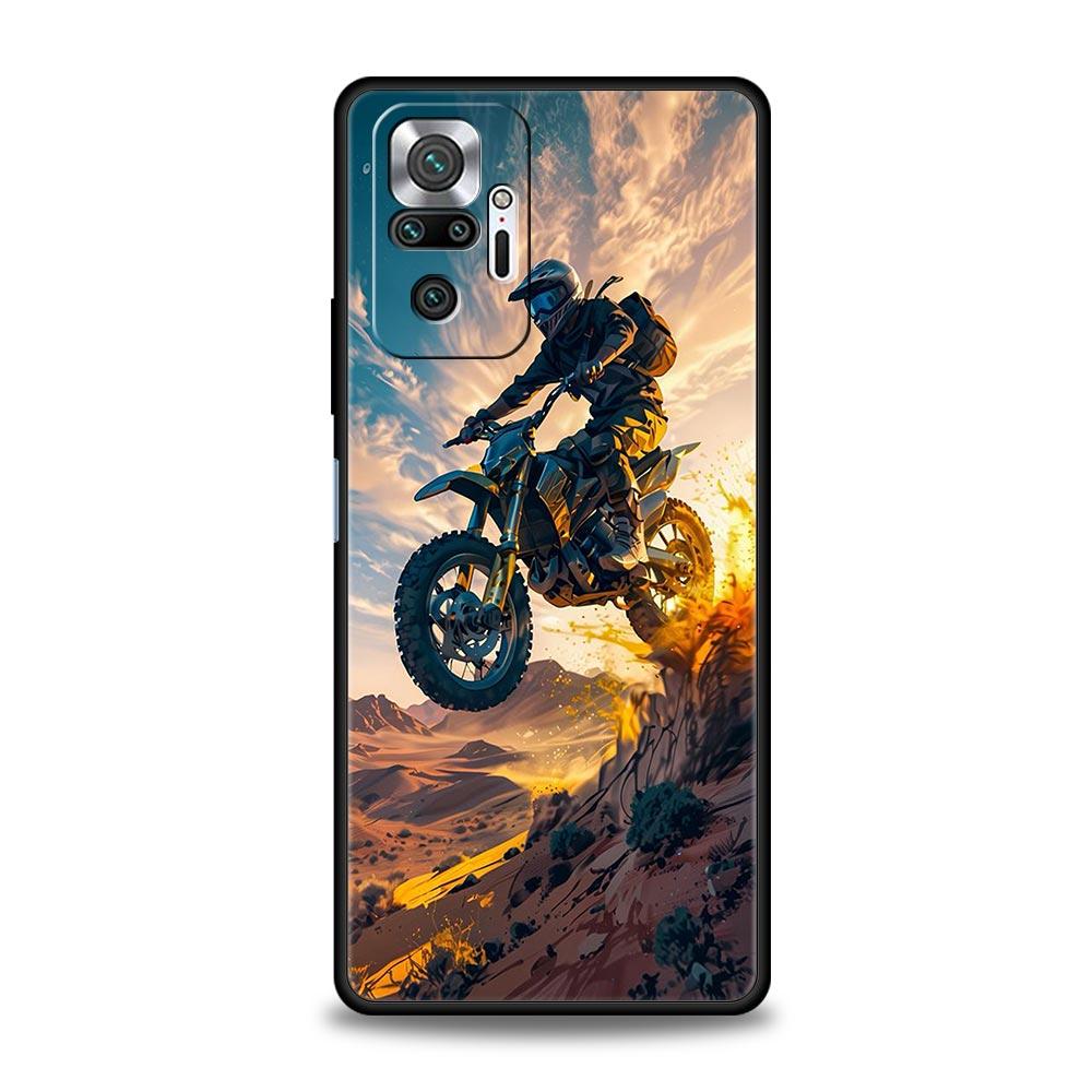 Moto Cross Motorcycle Sports Phone Case For Xiaomi Redmi Note 14 13 5G 10 11 12 Pro Plus 4G 14C 13C 12C 10C Black Cover