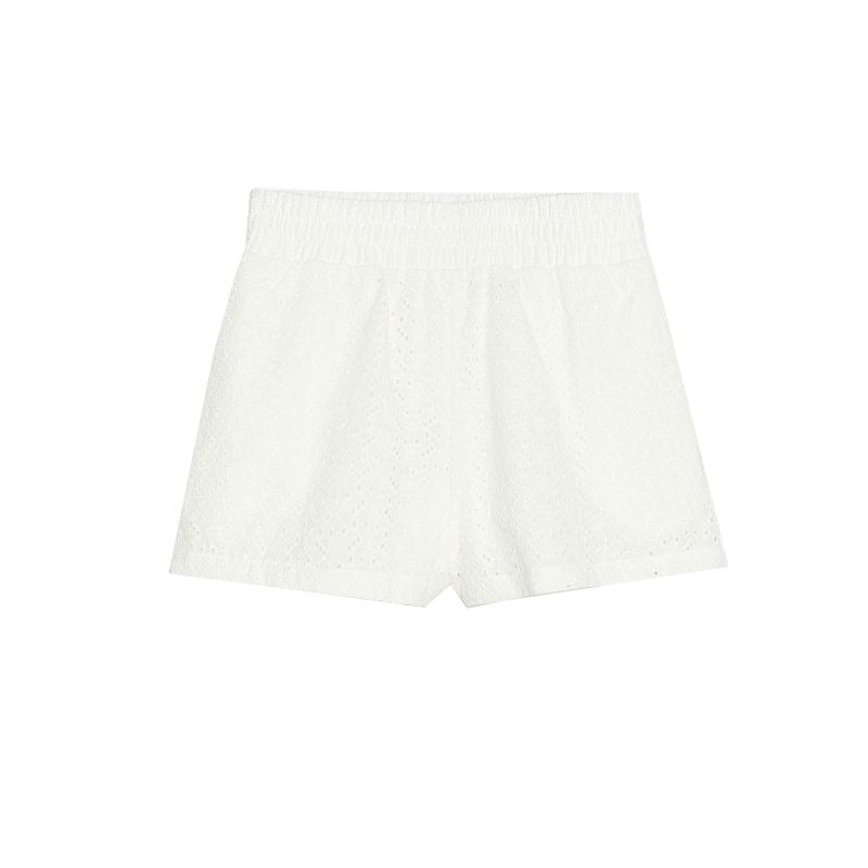 Summer New Product Women clothes European and American Tuyere Pocket Decoration Hollow Embroidery Mid Waist Comfortable Leisure Shorts 8073186