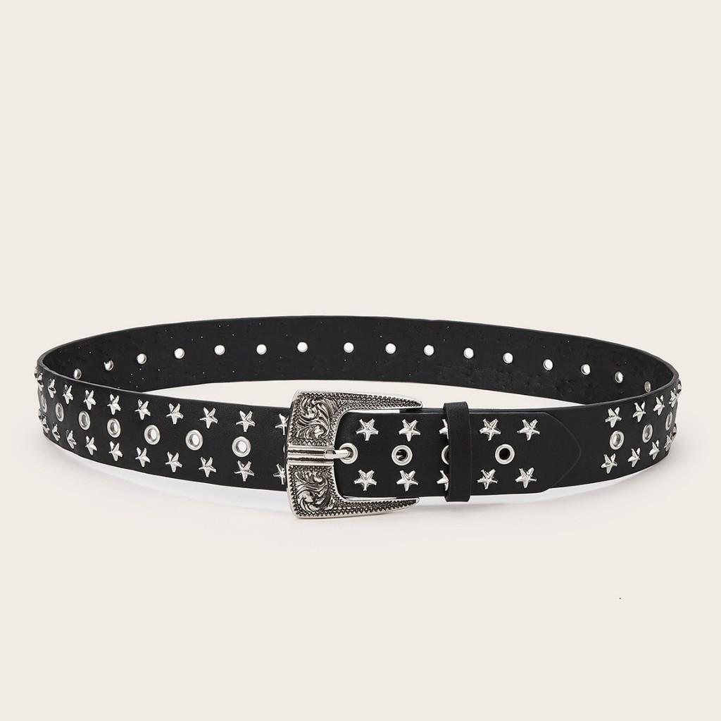 Punk Rock Pu-Ledergürtel Mit Nieten Und Sternkompass-Design Für Modebegeisterte