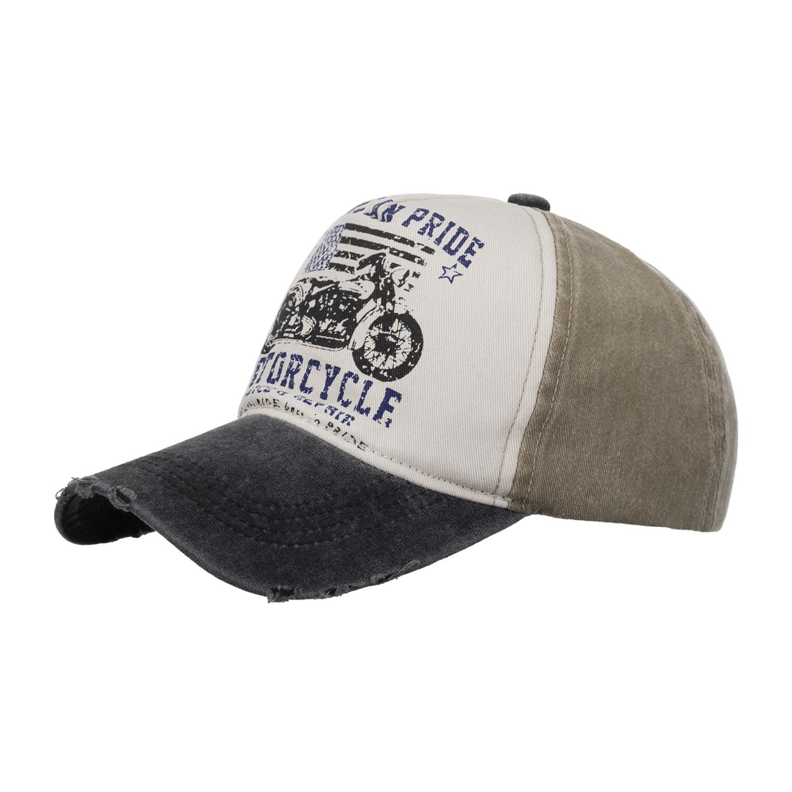 

Весна и лето новый стираный контрастный цвет мотоциклетный принт бейсболка кепка кепка солнцезащитная шляпа солнцезащитная шляпа Adjustable чёрный