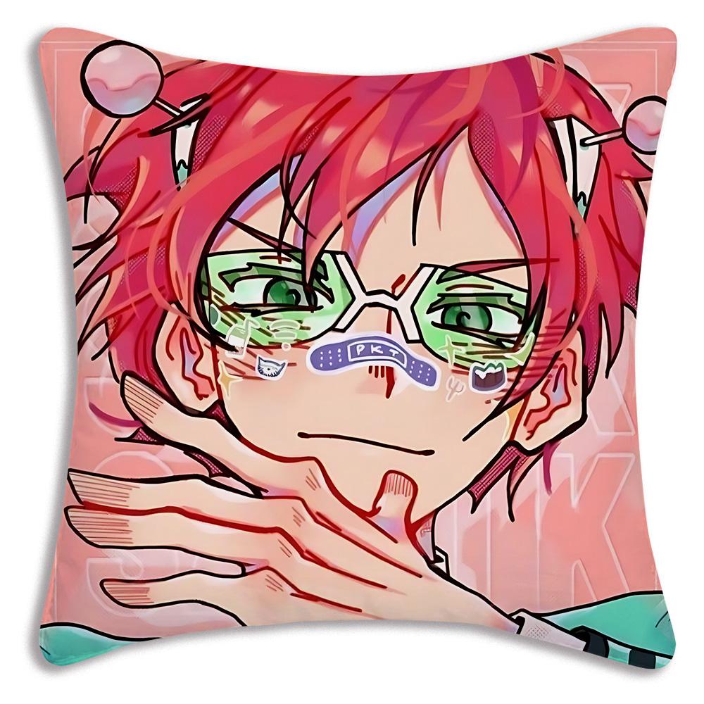 The D-Disastrous Life of Saiki K Pillow Covers Cartoon Sofa Decorative Home Double-sided Printing Short Plush Cute Cushion Cover