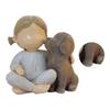 Mädchen und Hund Statue Harz Exquisite Desktop Mädchen und Welpe Figur Ornament für Schlafzimmer Wohnzimmer