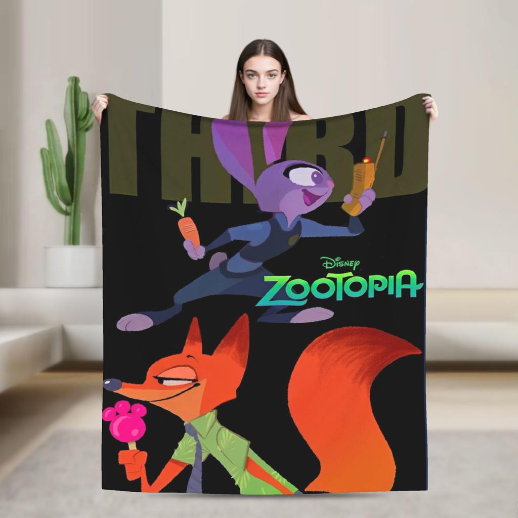 Anime Zootopia Cartoon Flannel Blanket Super Soft Throw Blanket for Bedroom Airplane Travel Fashion Bedspread Sofa Bed Cover