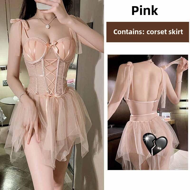 Fishbone Bra Pure Want To Wear Lace with Chest Pad Suspender Top with Short Bottom Vest Inside