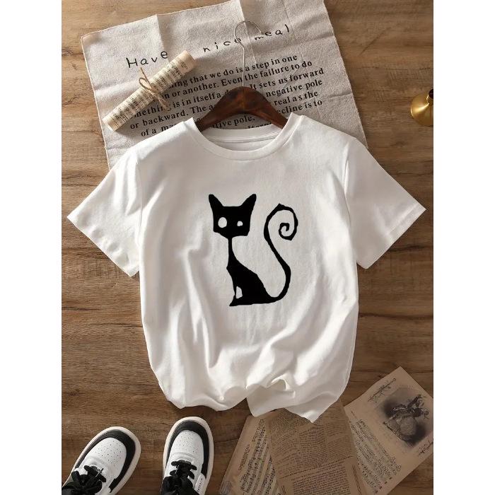 

Женский топ свободного кроя из чистого хлопка с коротким рукавом и круглым вырезом L