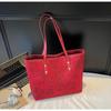 Women's Large Red Canvas Handbag - 2025 Stylish Single Shoulder Tote for Bridal Wedding Banquet