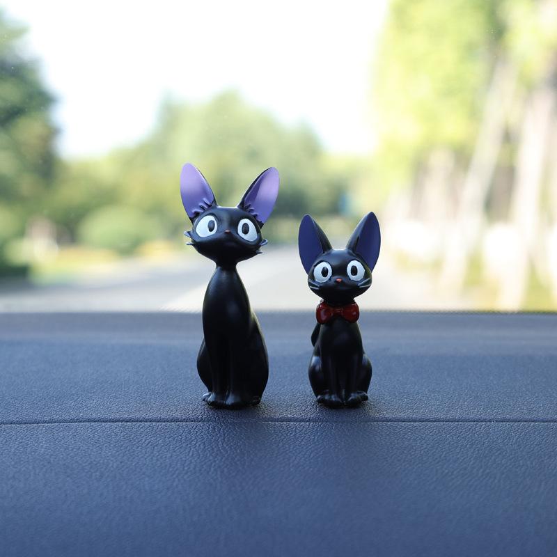 Urocza Kreskówkowa Czarna Kotka Ozdoba Model Figurki Dekoracja Dekoracja Biurka Rękodzieło DIY Ogród Dom Biuro Miniatury Prezent