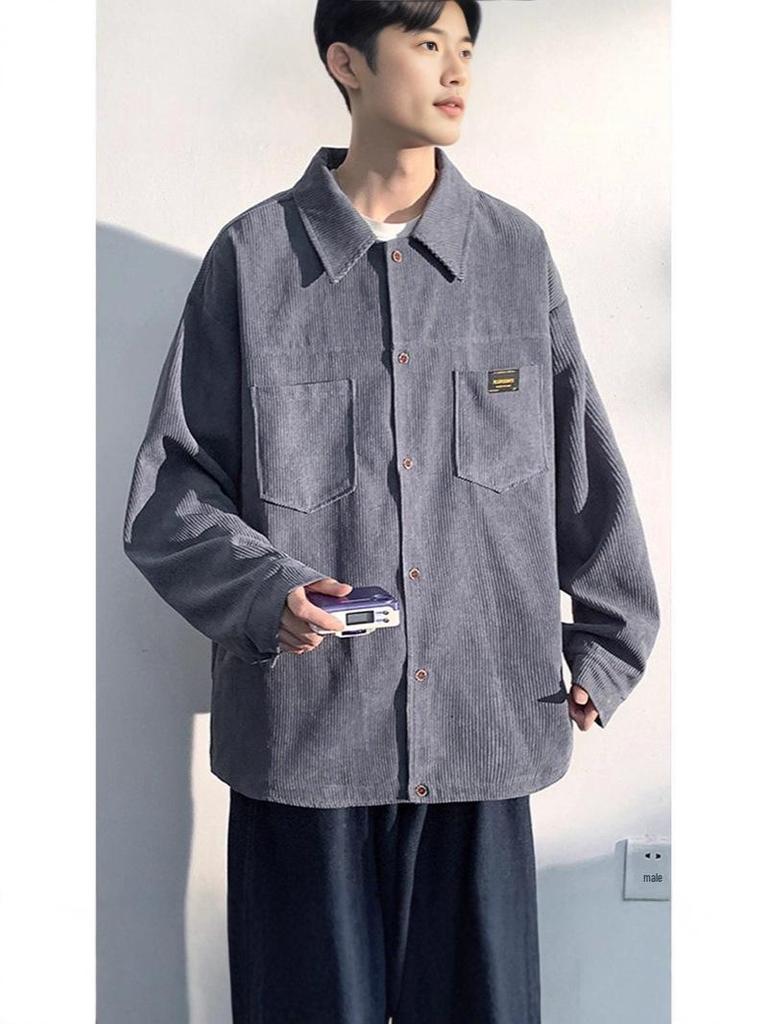 2025 Spring/Autumn Men's Thickened Japanese-Style Casual Long-Sleeve Shirt Jacket