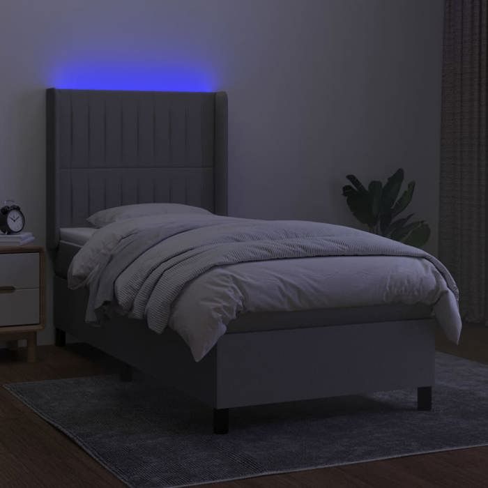 VidaXL Sommier à Lattes de Lit avec Matelas et LED, Lit Rembourré, Lit Simple, Lit Adulte de Chambre à Coucher Intérieur, 3138453