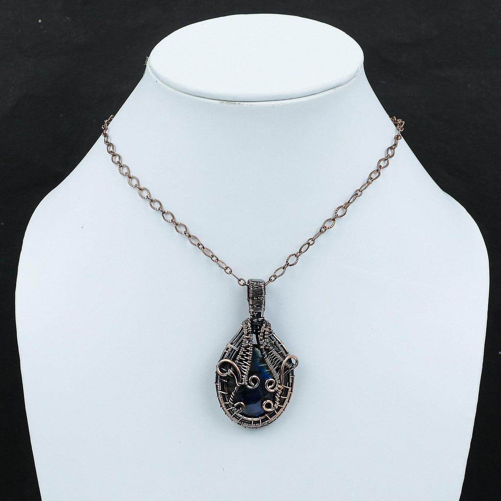 Labradorite Pendant Copper Wire Wrapped Pendant Gemstone Pendant Handmade Jewelry Brand New Pendants Unique Copper Design Jewelry For Gift