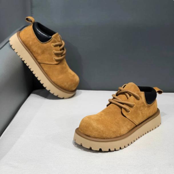 Winter new wind suede leather thick sole heightening lace-up big head shoes casual ms