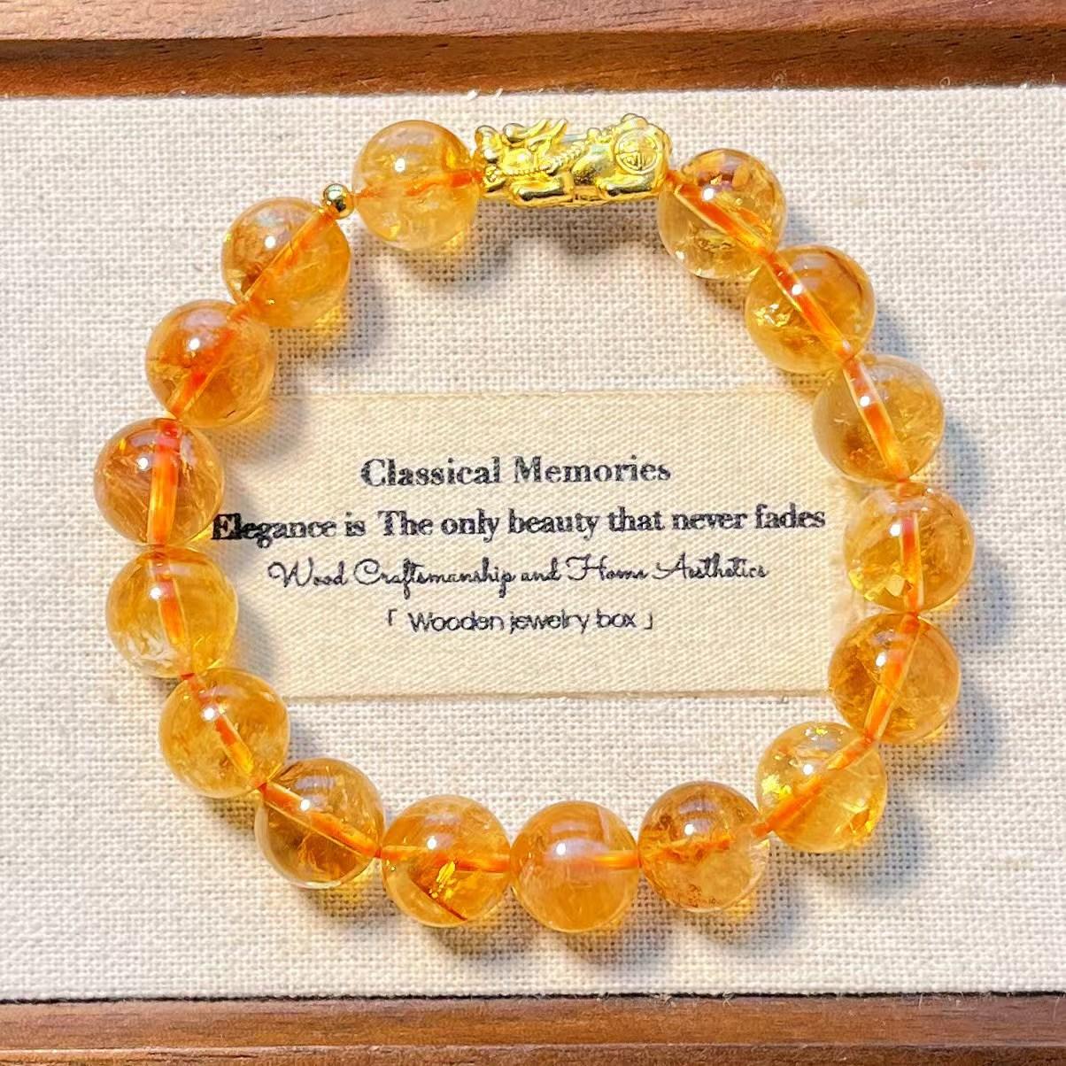 925 Silver High Quality Glass Natural Citrine Huangta Crystal Pixiu Bracelet Bracelet