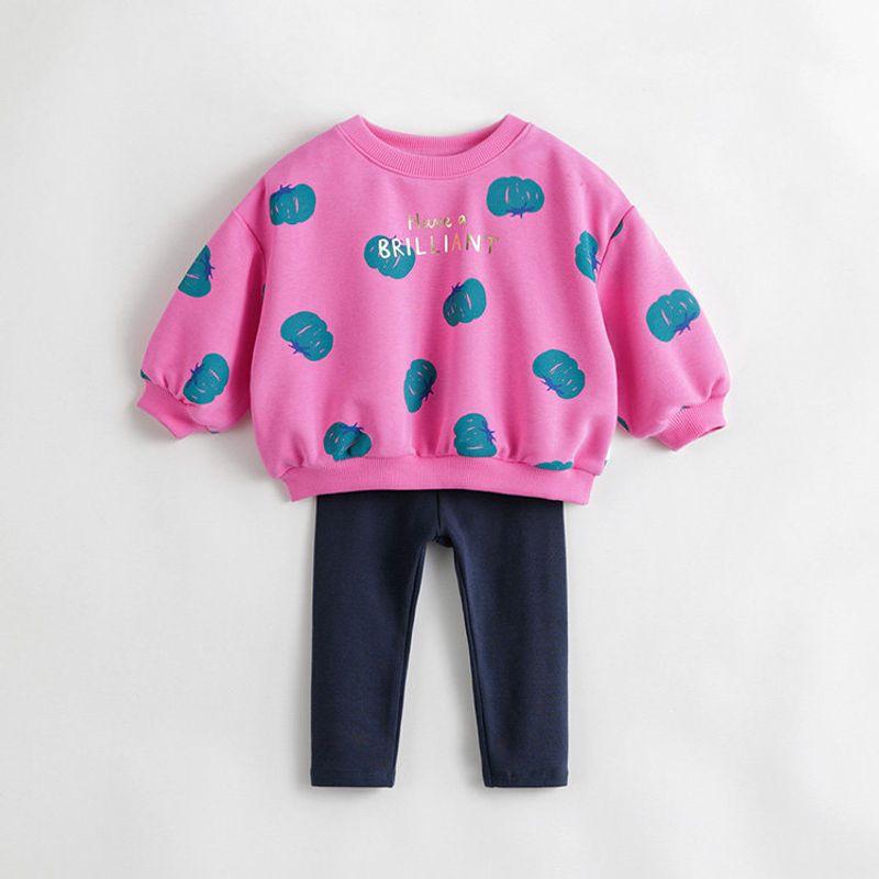 Mark Jenny Girls  Loose Sweatshirt and Stretch Leggings Casual Set Kids  Set Spring and Autumn Style 231236 Pumpkin 100