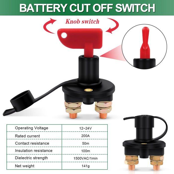 Interrupteur isolateur - AIMOONSA - Coupe-batterie - 12/24V - 200A - Capuchon étanche
