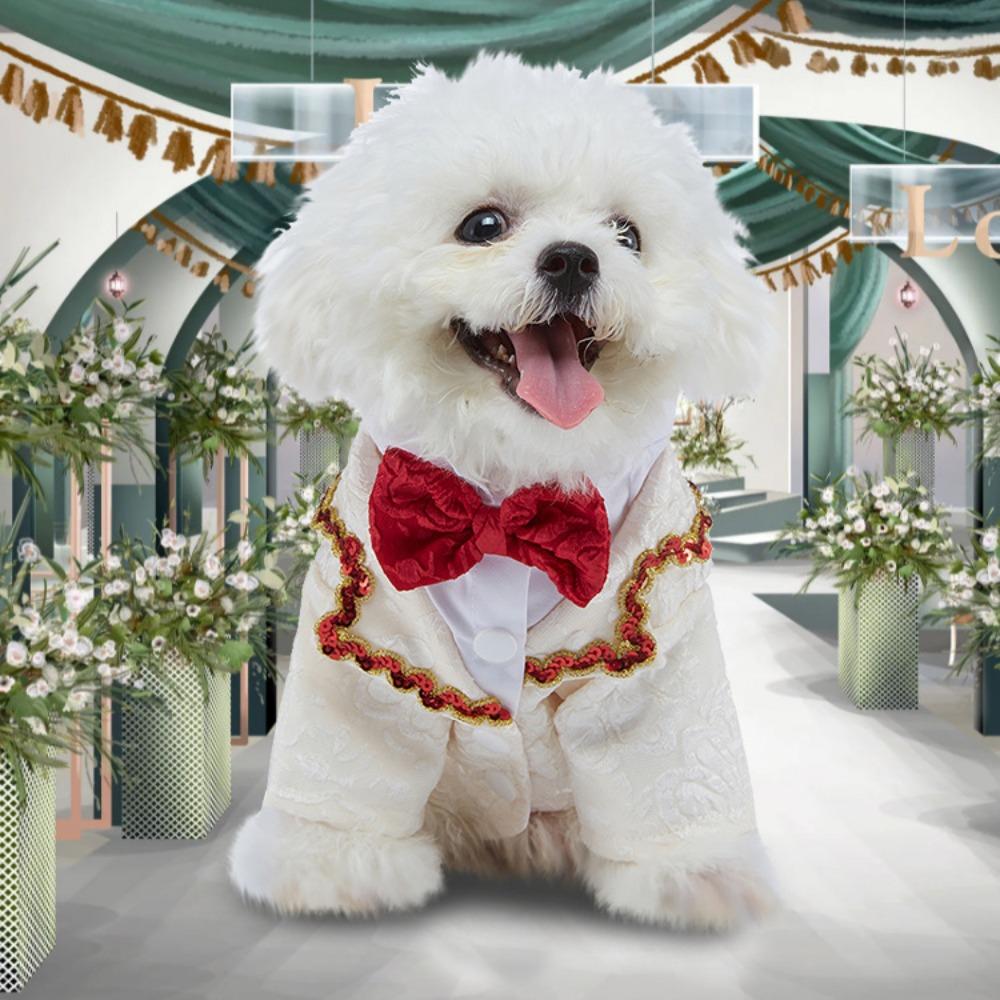 New Pet Dress Wedding Party Autumn Dog Dress Polyester Tie Suit Dress Puppy Dress