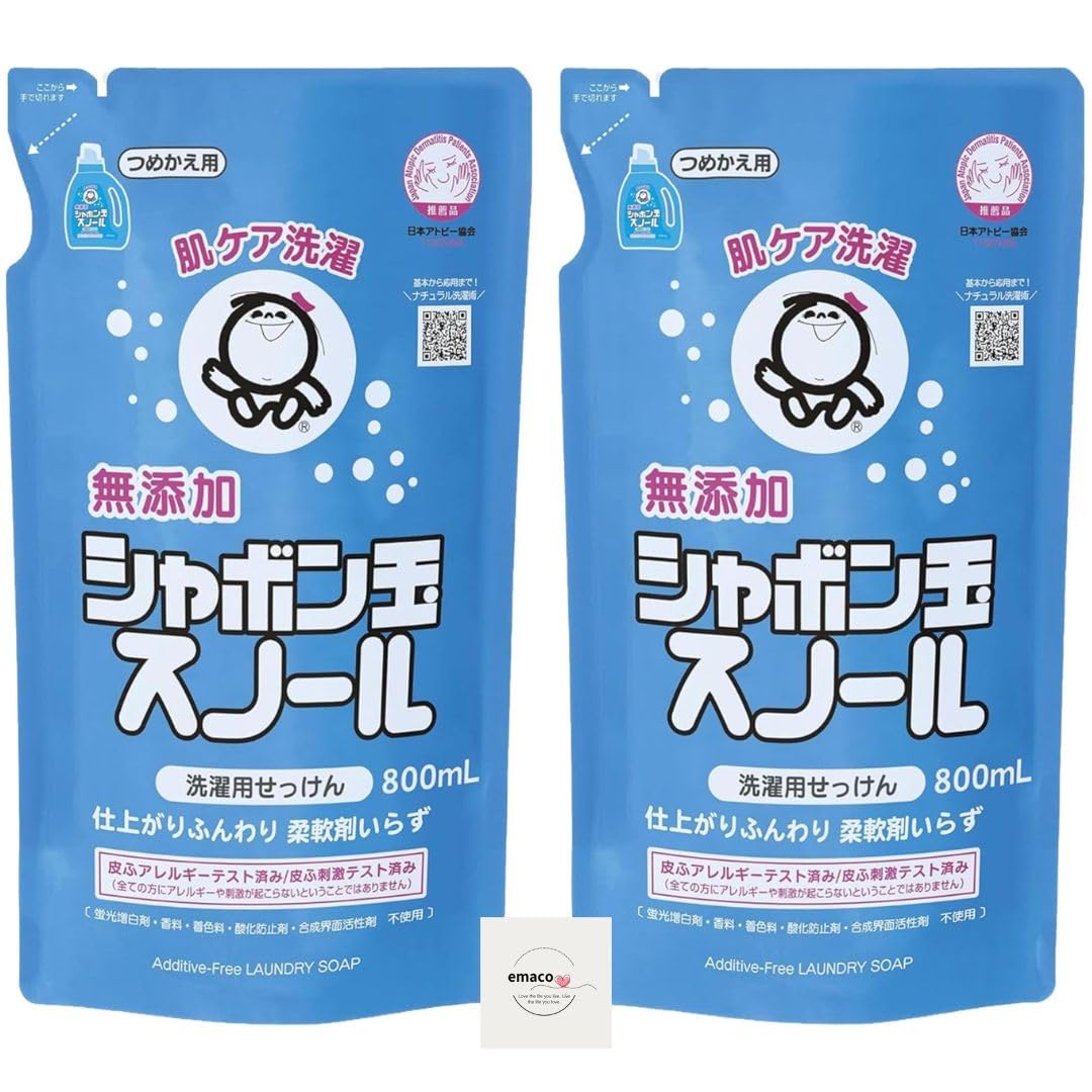

Shabon Dama Snowl Сменный блок 800 мл x 2 пакета жидкое мыло для стирки с оригинальным кармашком - Мыло без добавок, моющее средство, одежда, салфетки.