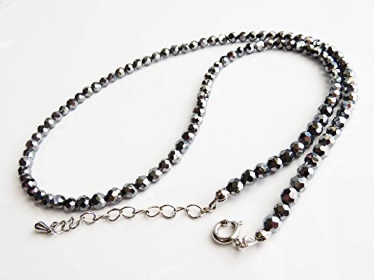 [GOLD STONE] Terahertz Stone Necklace, Mirror Cut, 4mm, Lightweight, Sparkling, Approx. 60cm Length