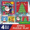 4-in-1 Christmas Jigsaw Puzzle for Kids Santa Claus Snowman Christmas Tree Elk Toddlers Stocking Stuffers Toys Xmas Party Favors