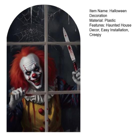 Halloween Ghost Decoration Spooky Light-up Wall Decor Lighted Hologram Scary Witch Clown for Horror Themed Party Haunted House Decoration