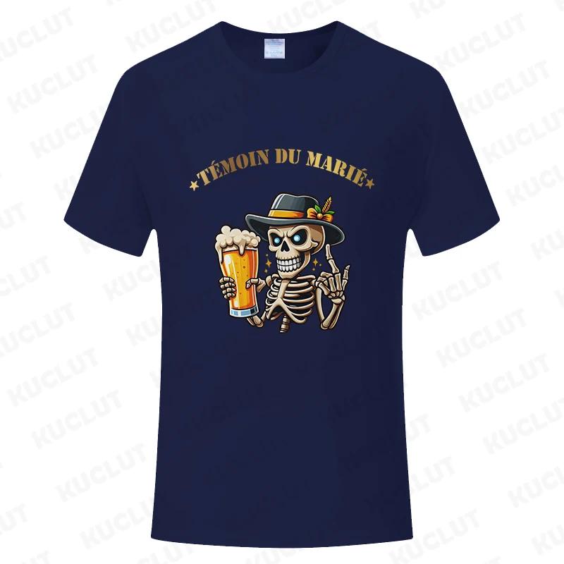 French Men's T Shirt Evg Futur Marié Team Groom Squad Shirt Wedding Best Man Tshirt Funny Single Farewell Bachelor Party Tees