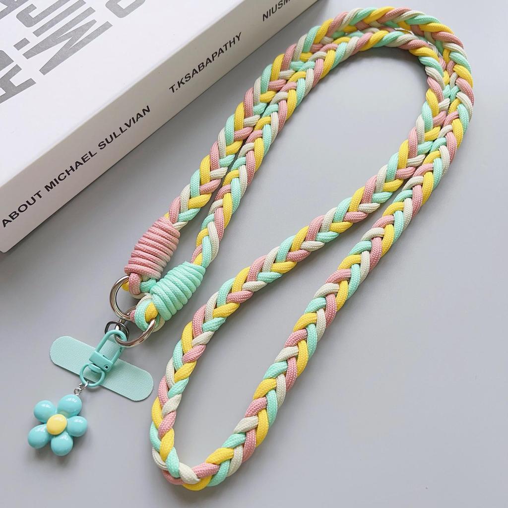 Trendy Multicolor Adjustable Crossbody Phone Lanyard - Thick Braided Anti-Drop Chain