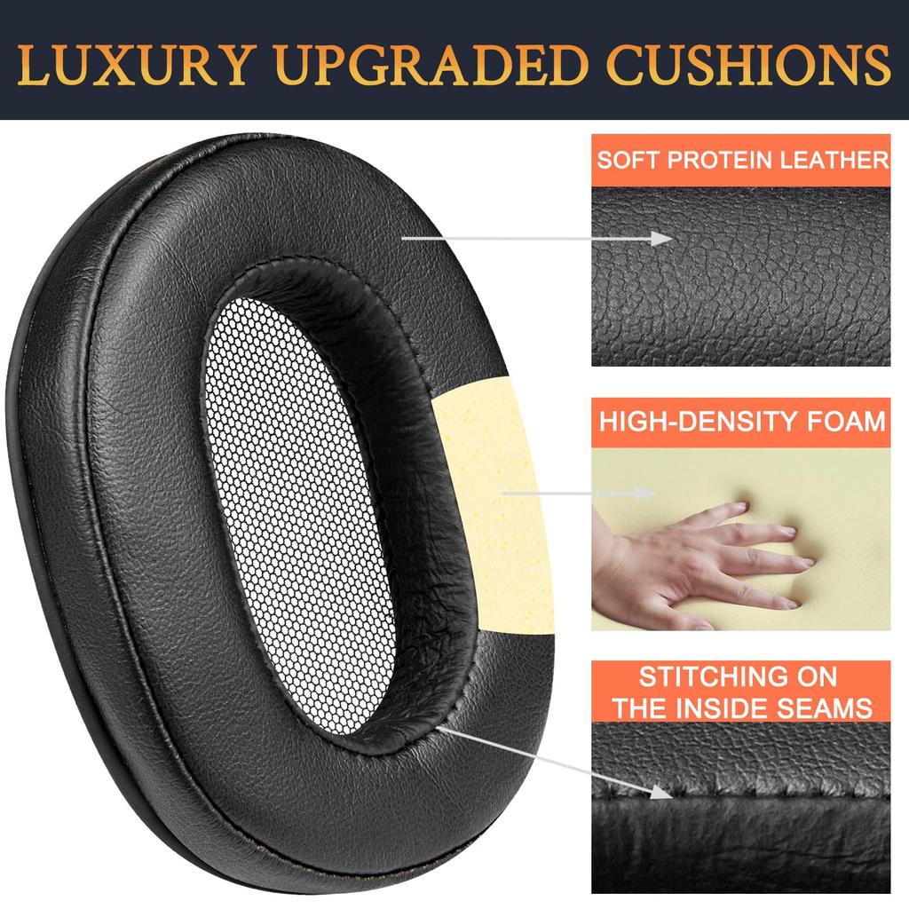 SOULWIT Ohrpolster, Ohrpolster für kabelgebundene hochauflösende Monitore von Sony, Ersatzpolster, nicht kompatibel mit Kopfpolstern, weiche Proteinleder-Ohrmuscheln, hoch