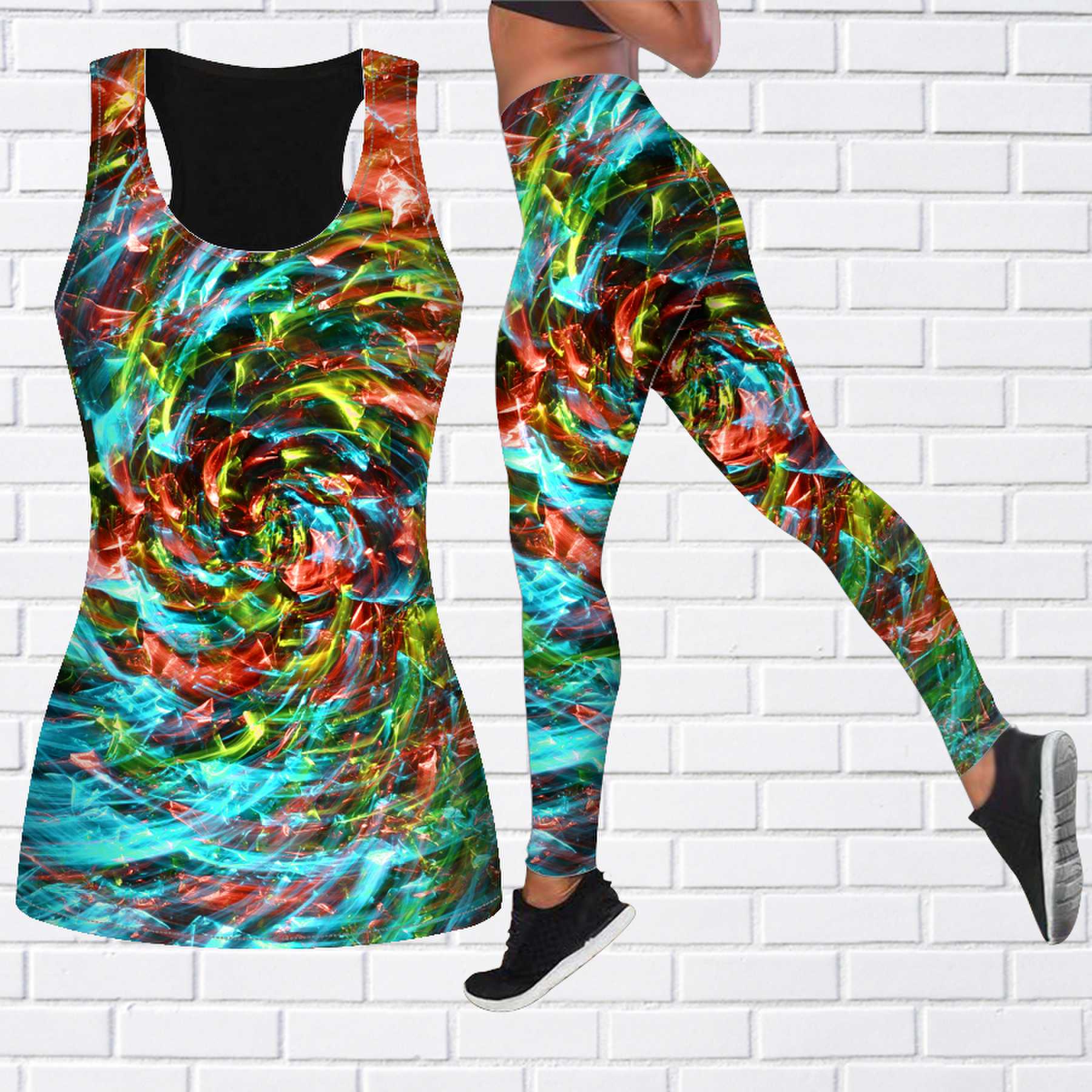 

Экипировка для йоги с кристаллическим вихрем и принтом для женщин, модные леггинсы для тренировок, спортивные повседневные штаны для фитнеса и йоги L оранжевый