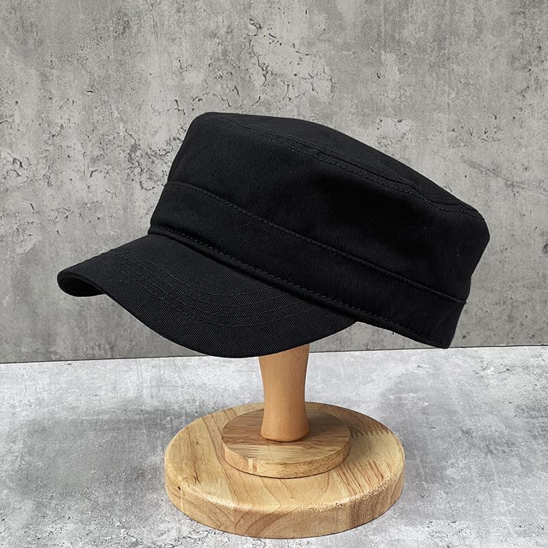 Large Size Rear Sealing Black Hat Men'S Spring And Summer Cap Middle-Aged Youth Flat Top Hat Casual Thin Cotton Cloth